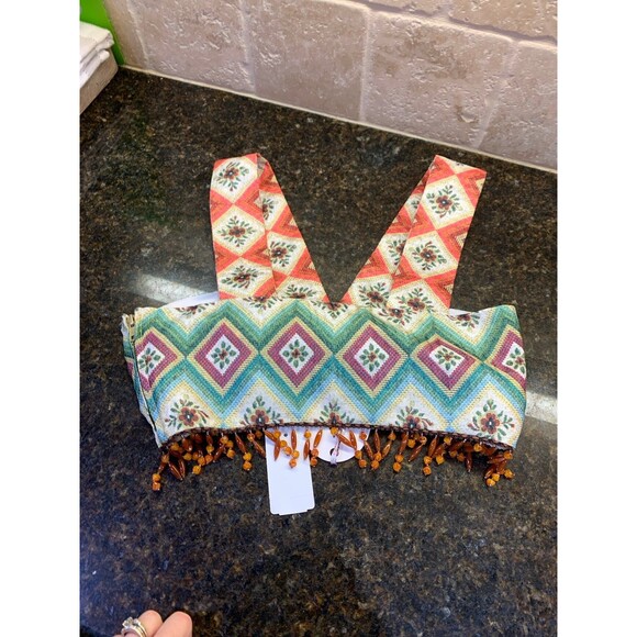 Autumn Adeigbo Beaded Woven Diamond Soraya Top NWT Size 2 - Picture 9 of 12